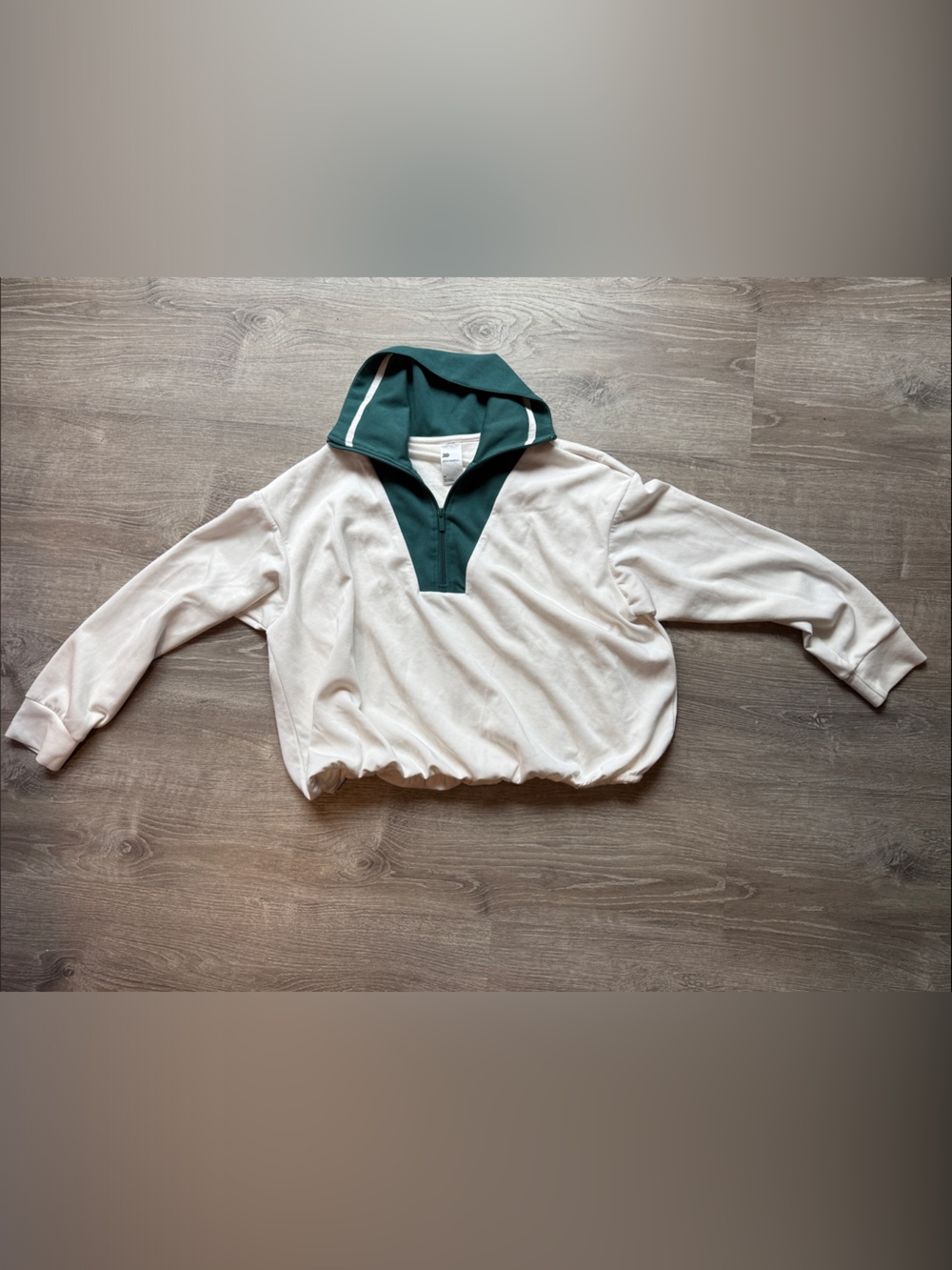 all in motion Cream Sweatshirt with Teal Green Trim